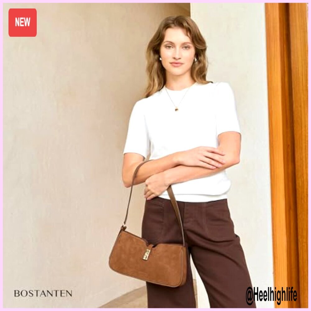 Vegan Leather Hobo Shoulder Bag Minimalist Structured Adjustable Strap Elegant - Picture 2 of 7